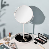Ettori Makeup Mirror Dual Sided Vanity Mirror, 1X and 5X Magnification, 360 Swivel Round Mirror, No Light, White