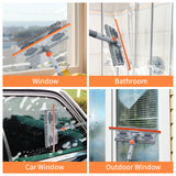 6.4FT Extendable 2-in-1 Window Squeegee & Scrubber with Long Handle, 180° Adjustable Head, Streak-Free Silicone Blade, Multi-Purpose Glass Cleaning Tool for High Windows, Mirrors & Car Windshields