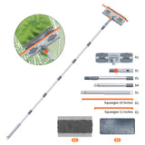 6.4FT Extendable 2-in-1 Window Squeegee & Scrubber with Long Handle, 180° Adjustable Head, Streak-Free Silicone Blade, Multi-Purpose Glass Cleaning Tool for High Windows, Mirrors & Car Windshields