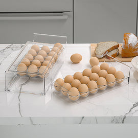 BPA Free Stackable Egg Holder, Refrigerator Organizer Bins, 18 Egg Tray