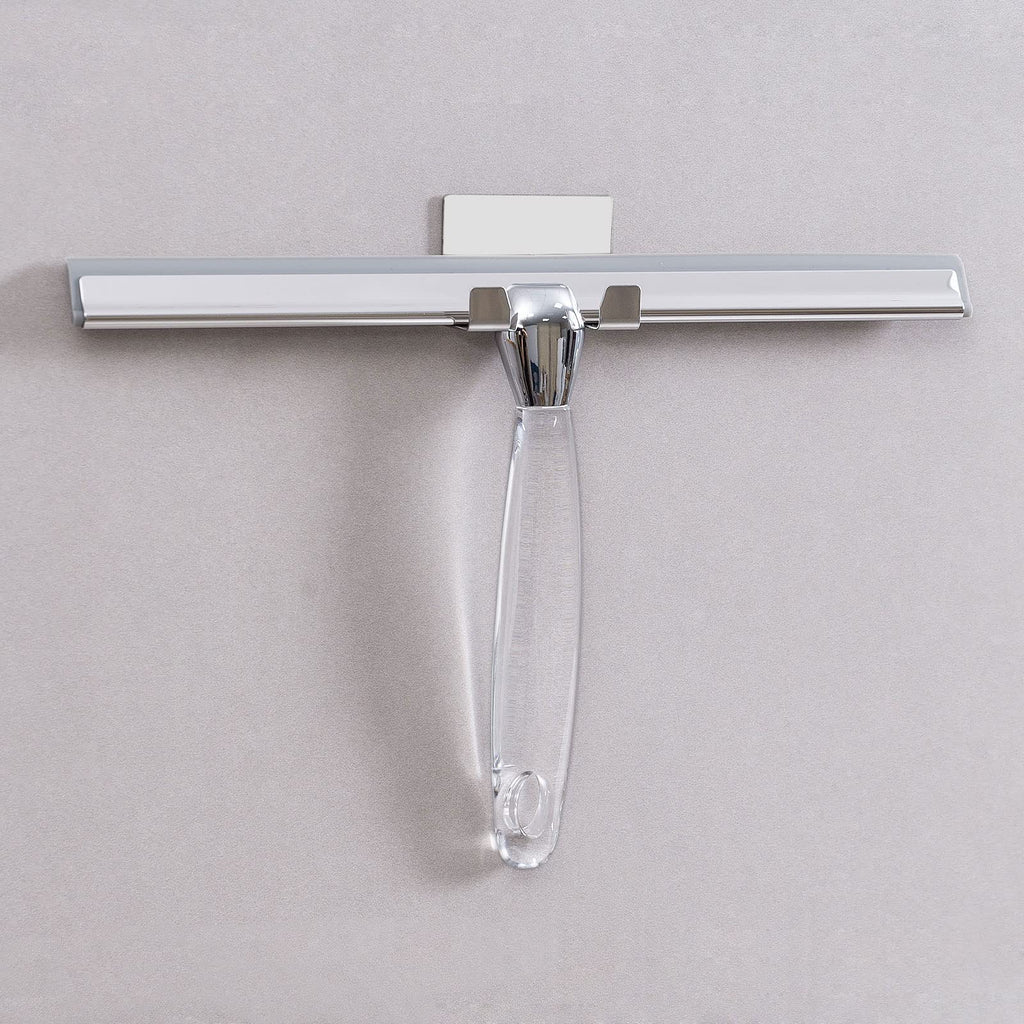Ettori Shower Squeegee for Glass Door, Squeegee for Shower Glass Door, Bathroom, Window and Car Glass, 12 Inches with Clear Acrylic Handle