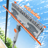 6.4FT Extendable 2-in-1 Window Washing Kit with Long Handle, 180° Rotatable Head & No-Drill Storage Holder, Streak-Free Window Squeegee for High Windows, Glass, Shower, and Car Windshield Cleaning
