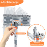 6.4FT Extendable 2-in-1 Window Squeegee & Scrubber with Long Handle, 180° Adjustable Head, Streak-Free Silicone Blade, Multi-Purpose Glass Cleaning Tool for High Windows, Mirrors & Car Windshields