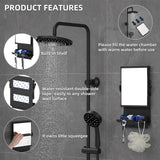 Shower Mirror fogless for Shaving - Dual-Sided 1X/3X Magnification, Anti-Fog Bathroom Mirror with Squeegee, Rust-Proof, Black